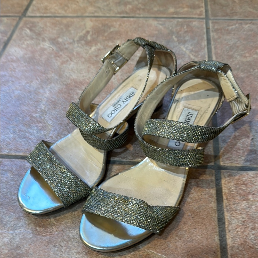 Jimmy Choo Glittering Gold Sandals